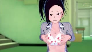 Hot Yaoyorozu Momo 玩弄她的天然大胸部 - My Hero Academia