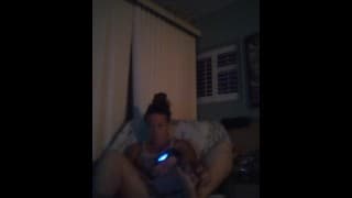 White girl always gets horny when playing video games and she will fuck later