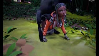 Michigan Dogman 在远足中繁殖 Ebony 熟女 |怪物 |大鸡巴 |三维